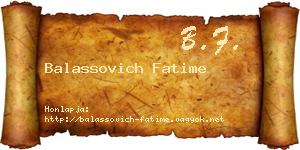 Balassovich Fatime névjegykártya